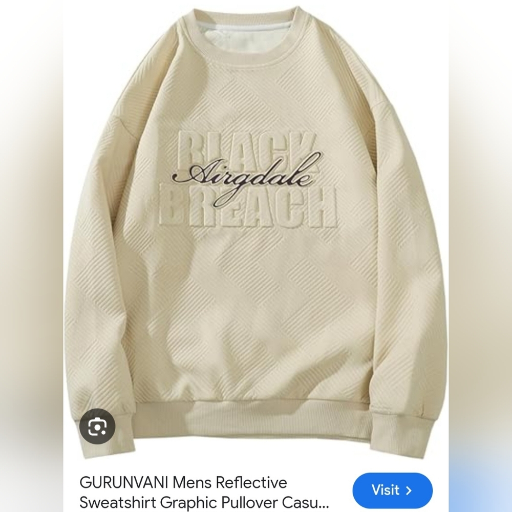 Men's Cream Sweater. Large.  New